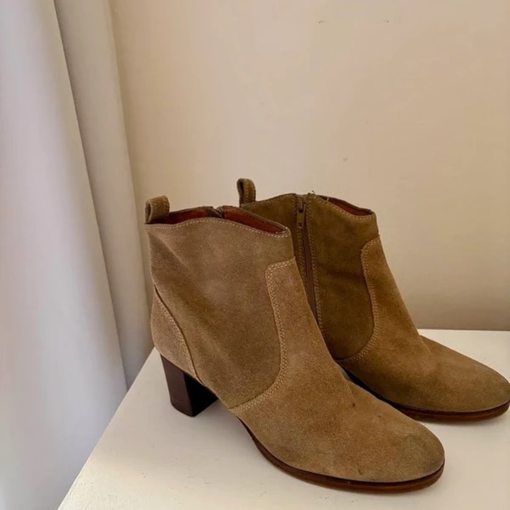 J. Crew Tan Suede Heeled Boots